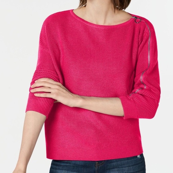 🌸New🌸 SMALL Bar III Ribbed Jewel Neck Sweater - Picture 7 of 8